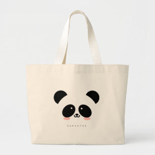 Bolsa Tote Grande Panda Kawaii Adicione O Seu Nome À Barra De Ferr