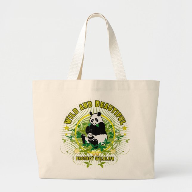 Bolsa Tote Grande Panda selvagem e bonita (Frente)
