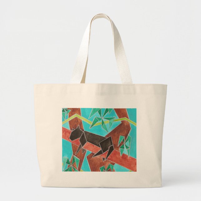 Bolsa Tote Grande Pantera da Selva Arte Abstrata Original (Frente)