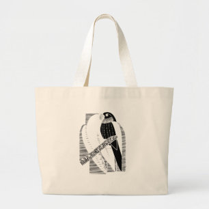 Bolsa Tote Grande Papagaio Minimalista Arte Animal Abstrata