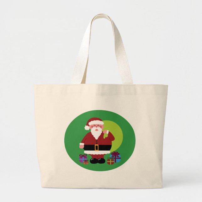 Bolsa Tote Grande Papai Noel com Presentes (Frente)