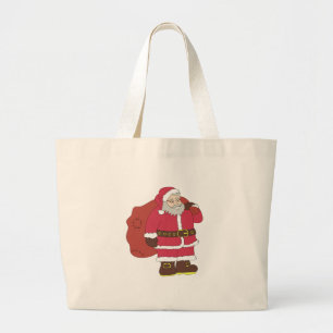 Bolsa Tote Grande Papai Noel em vermelho com saco de presentes e ócu