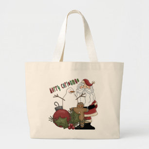 Bolsa Tote Grande Papais noeis de Natal Felizes