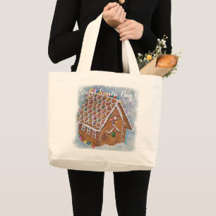 Bolsa Tote Grande Papais noeis SECRETOS DA CASA XMAS GINGERBREAD