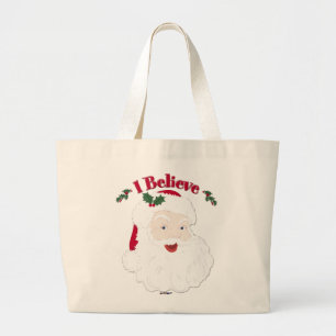 Bolsa Tote Grande Papais noeis Vintage Eu Acredito No Natal