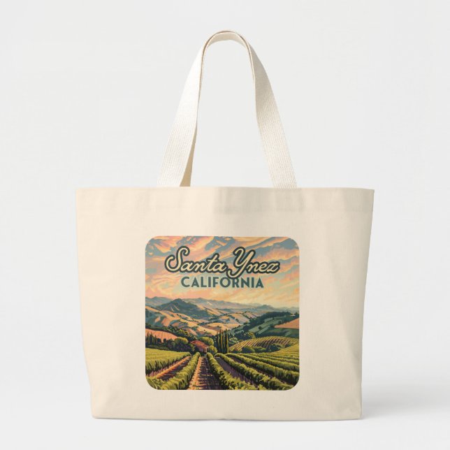 Bolsa Tote Grande Papais noeis Ynez California Vineyard Winery Retro (Frente)