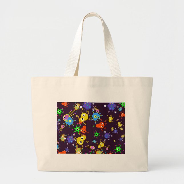 Bolsa Tote Grande Papel de parede das bactérias (Frente)
