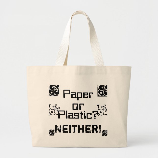 Bolsa Tote Grande Papel ou plástico? (Frente)