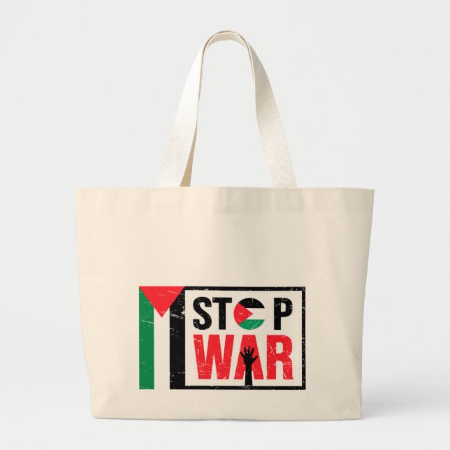 Bolsa Tote Grande Pára a Guerra - As Vidas Palestinas Importam - Lib (Frente)