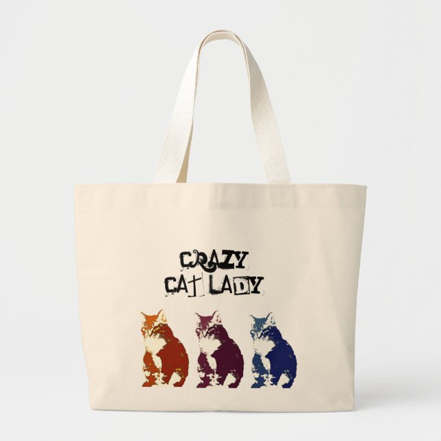 Bolsa Tote Grande Para a senhora louca do gato ir! (Frente)