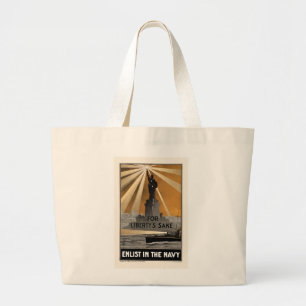 Bolsa Tote Grande Para o ~ da causa da liberdade recrute no marinho