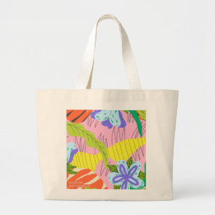 Bolsa Tote Grande Paraíso Abstrato' Floral Tropical Vibrante