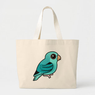 Bolsa Tote Grande Parakeet barrado turquesa