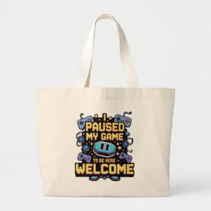 Bolsa Tote Grande Parei Meu Jogo Para Estar Aqui Bem-Vindo Gamer Gif