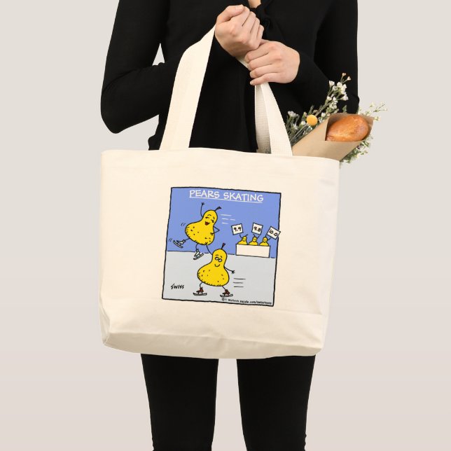 Bolsa Tote Grande Pares Engraçados Pairando Descendo Cartoon Arte Fi (Frente (produto))
