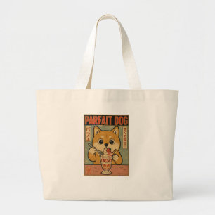 Bolsa Tote Grande Parfait Retro Shiba Inu Anúncio Japonês Vintage