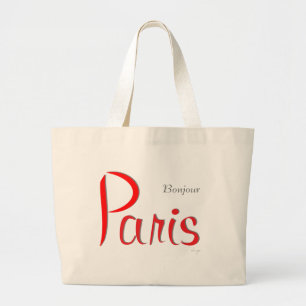Bolsa Tote Grande PARIS Bonjour (Olá)