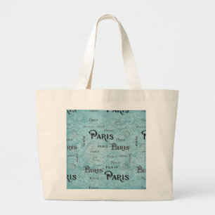 Bolsa Tote Grande Paris Damasco Azul