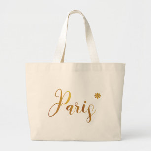 Bolsa Tote Grande Paris-em-Ouro-com-Flor