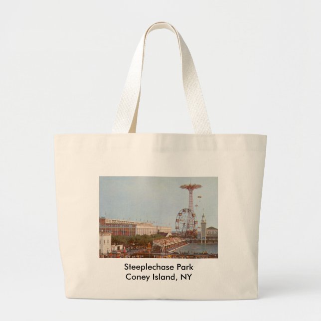 Bolsa Tote Grande Parque de diversões da corrida de obstáculos, (Frente)