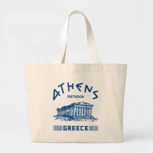 Bolsa Tote Grande Partenon - Atenas - grego (azul)