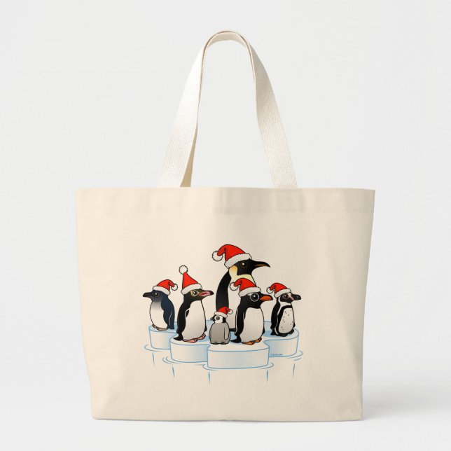 Bolsa Tote Grande Partido dos Pinguins de Natal (Frente)