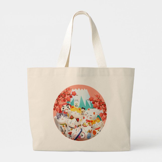 Bolsa Tote Grande Partido Manekineko Hanami (Verso)