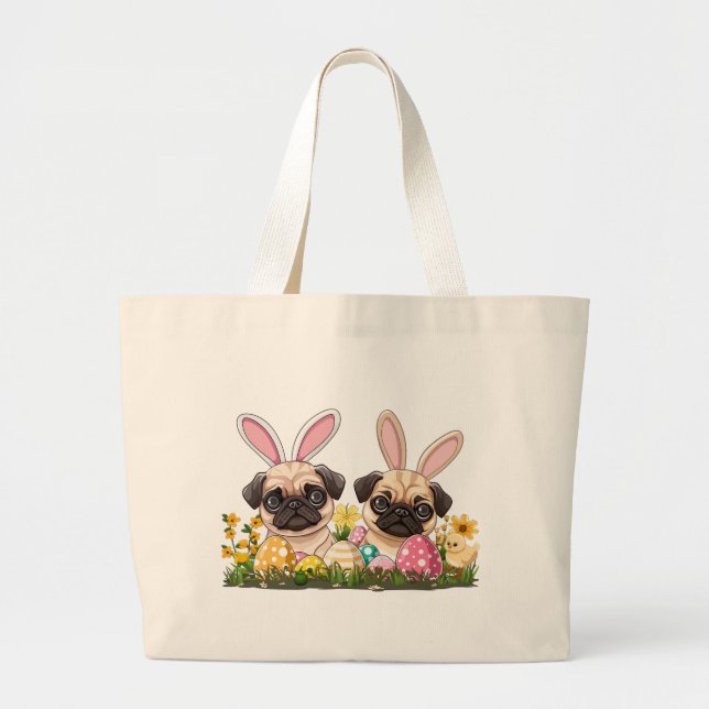 Bolsa Tote Grande Páscoa Cachorros Coelhinhos (Frente)