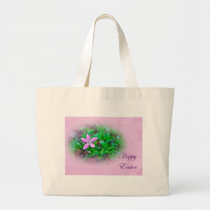 Bolsa Tote Grande Páscoa Saudações Depford Pink Wildflower