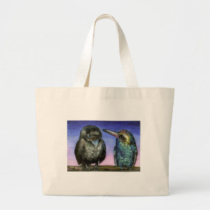 Bolsa Tote Grande Pássaro e corvo do zumbido