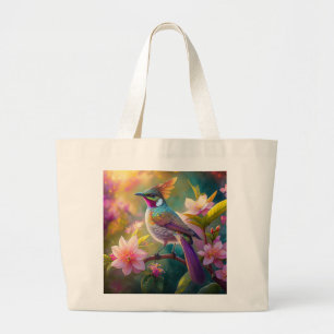 Bolsa Tote Grande Pássaro Fantasia de Jay Arco-íris com Crista Laran
