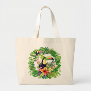 Bolsa Tote Grande Pássaro Tucano Tropical