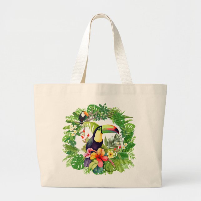Bolsa Tote Grande Pássaro Tucano Tropical (Frente)