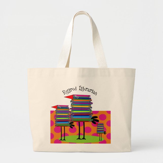 Bolsa Tote Grande Pássaros aposentados do livro do bibliotecário III (Frente)