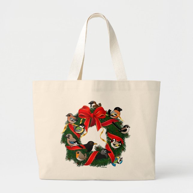 Bolsa Tote Grande Pássaros do Jardim Europeu de Nascimento, Terra de (Frente)