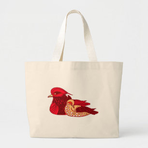 Bolsa Tote Grande Pássaros do vermelho carmesim