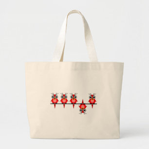 Bolsa Tote Grande pássaros engraçados