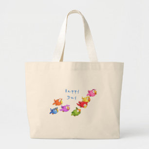 Bolsa Tote Grande Pássaros Voadores Felizes Coloridos - Pássaros E