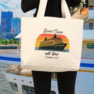 Bolsa Tote Grande Passeio de Cruzeiro ao Pôr do Sol Contigo Laranja/