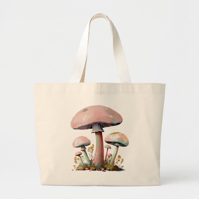 Bolsa Tote Grande Pastel Mushroom Art (Frente)