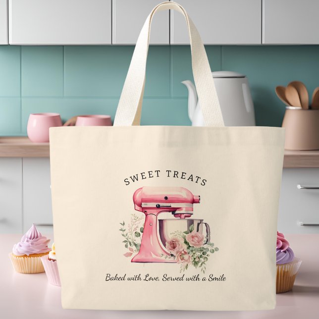 Bolsa Tote Grande Pastelaria Misturadora Rosa Personalizada (Criador carregado)