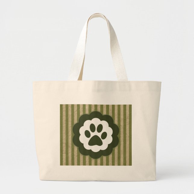 Bolsa Tote Grande pata de animais de estimação (Frente)