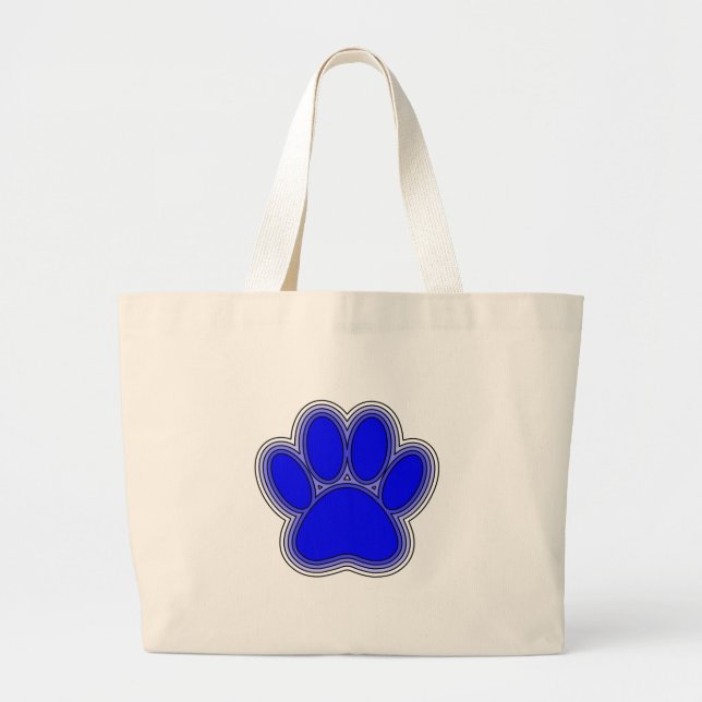 Bolsa Tote Grande Pata De Cachorro A Azul Com Descrições (Frente)