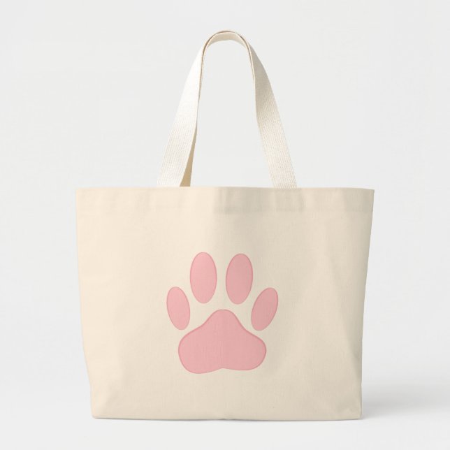 Bolsa Tote Grande Pata Rosa de Estimação (Frente)