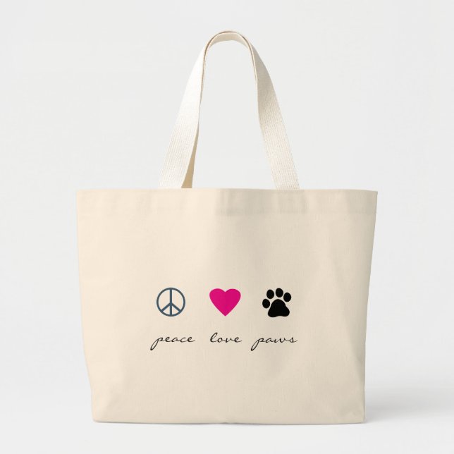 Bolsa Tote Grande Patas do amor da paz (Frente)