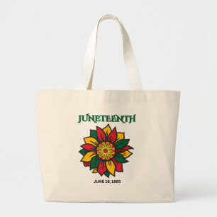 Bolsa Tote Grande PATRIMÔNIO DE JUNETEENTH 1865 Algodão Floral Mulhe