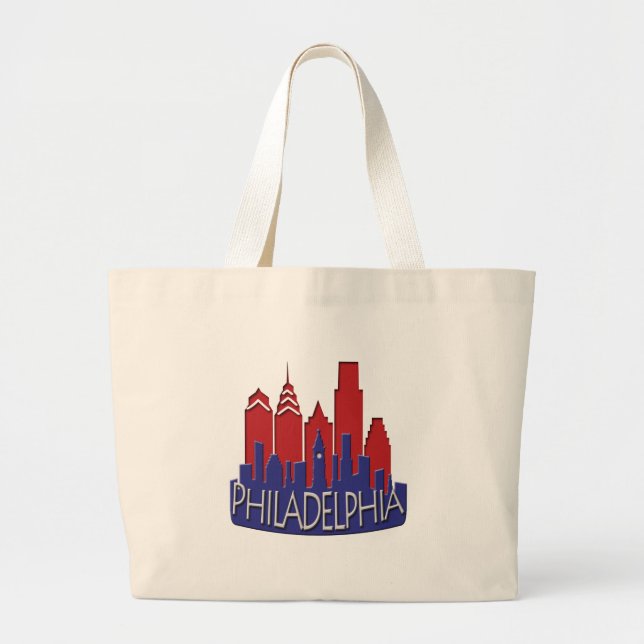 Bolsa Tote Grande Patriota do newwave da skyline de Philly (Frente)
