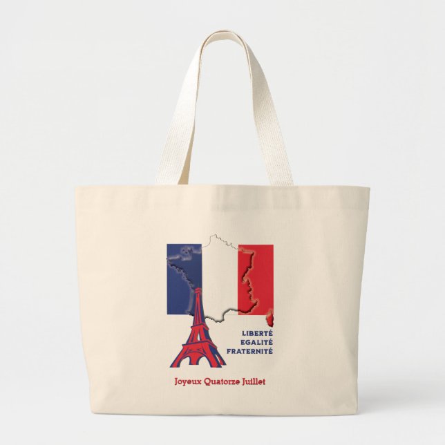 Bolsa Tote Grande Patriotic French Flag BASTILLE DAY  (Frente)
