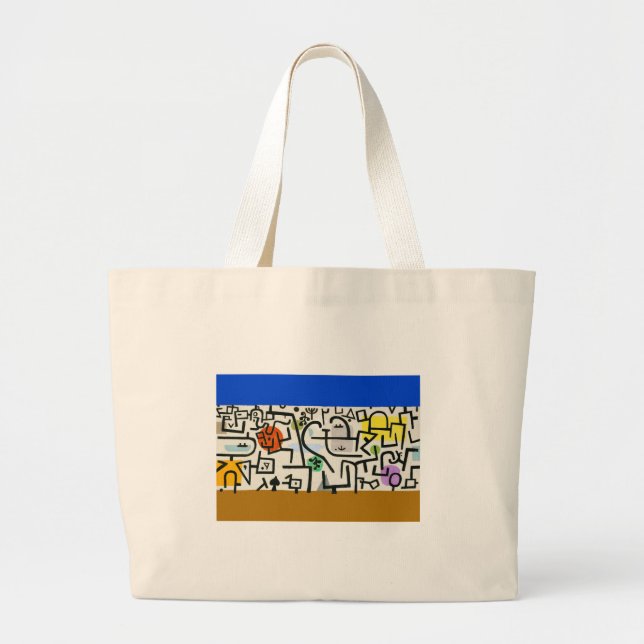 Bolsa Tote Grande Paul Klee Rich Harbor Expressionismo Abstrato (Frente)