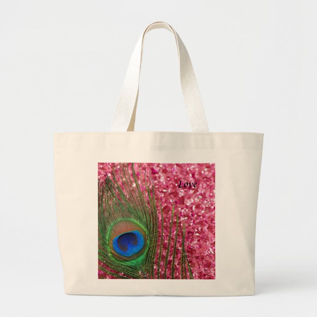 Bolsa Tote Grande Pavão Rosa Rocky Feather (Frente)